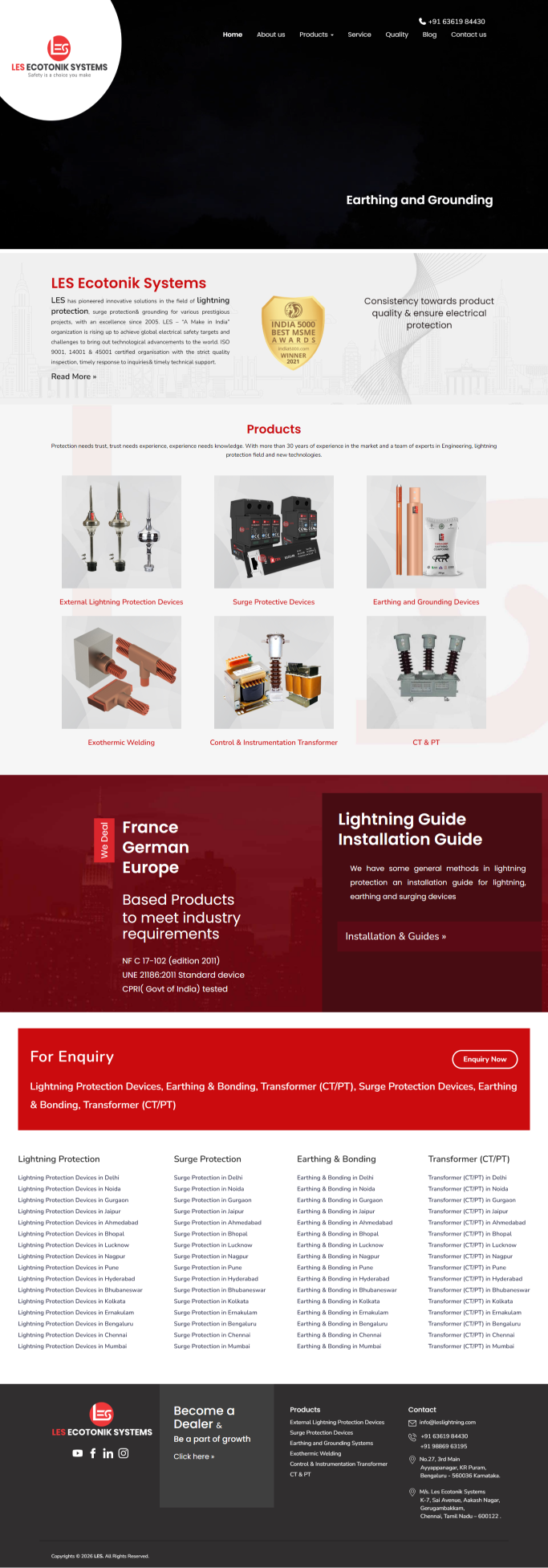 LES Ecotonik Systems website hero